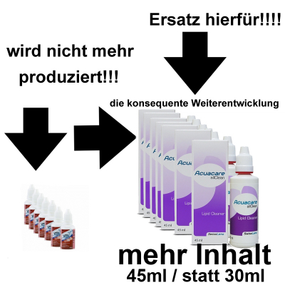Aus Optosol CL 44 Reiniger 7 x 30 ml Sparpack wird Acuacare Lipid Cleaner 7 x 45 ml Sparpack
