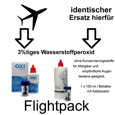 Ersatz für Menicon Oxi Care Flight Pack /Premium Pflege Peroxid 100ml / Behälter