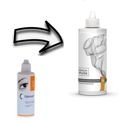 Aus Optosan Hart Aufbewahrungslösung wird Premium Pflege - Aufbewahrungslösung HART 100ml