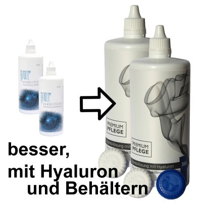 Pur Kombilösung- neu und verbessert mit Behälter Premium Pflege Kombilösung Hyaluron 2 x 360 ml