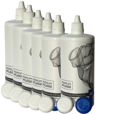 Premium Pflege Kombilösung mit Hyaluron 6 x 360ml / 6 Behälter
