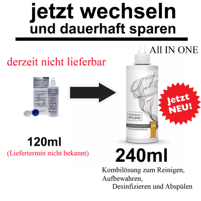 Ersatz für Concare Aufbewahrung mit mehr Inhalt - Kombilösung HART Sparpack 5 x 240ml