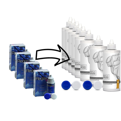 Ersatz für Regard RGP K 120ml Aufbewahrung --Premium Pflege -Sparpack Aufbewahrungslösung HART 8 x 100ml inkl. 2 Behälter