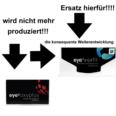 Aus Eye2 Oxyplus Multifocal wird Eye2 AQAFIT Monats-Kontaktlinsen Multifocal 6er-Pack