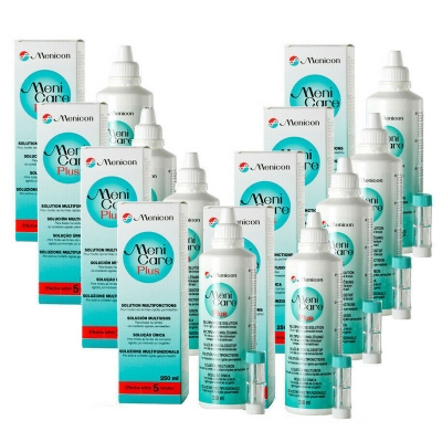 8 Flaschen Menicon Menicare Plus Kontaktlinsenflüssigkeit a 250ml