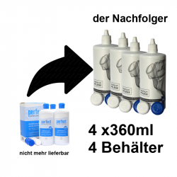 Aus Perfect Aqua Plus Kombilösung Vorratspack (MPG+E) 3x360ml wird Premium Pflege Kombilösung mit Hyaluron 4 x 360ml / 4 Behälter