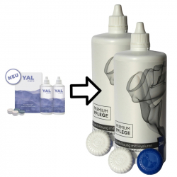 Aus YALcare 2x360ml wird Premium Pflege Kombilösung mit Hyaluron 2x360ml / 2 Behälter