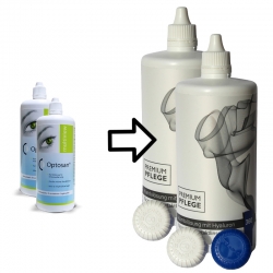Aus Optosan Multiview wird Premium Pflege All In One Hyaluron 2x360ml / 2 Behälter