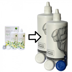 Aus Hy- Care 2 x 360ml wird Premium Pflege All In One Hyaluron 2x360ml / 2 Behälter