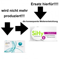 Aus Clariti Toric Monatslinsen werden SiHy Hyaluron T (Torisch) Monatslinsen 6er Box